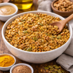 Golden granola with tahini and turmeric