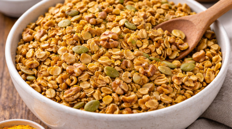 Golden granola with tahini and turmeric